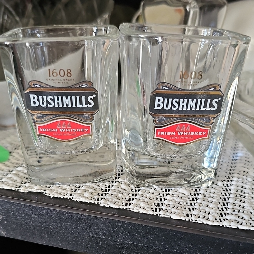 Branded Clear Shot Glasses with Red Accent - Set of 2
